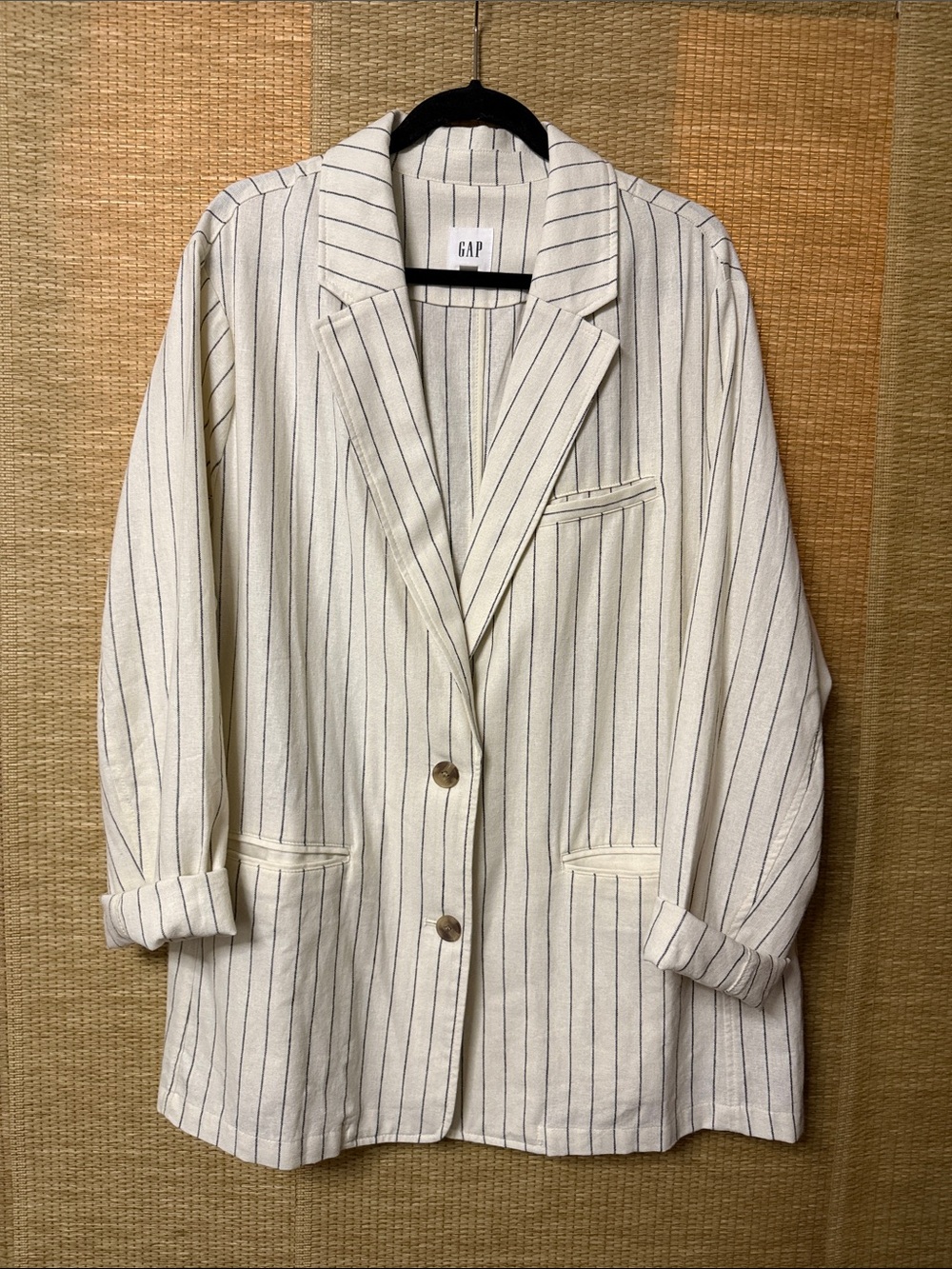 GAP Cream Blazer with Navy Pinstripes - Relaxed Tailored Fit